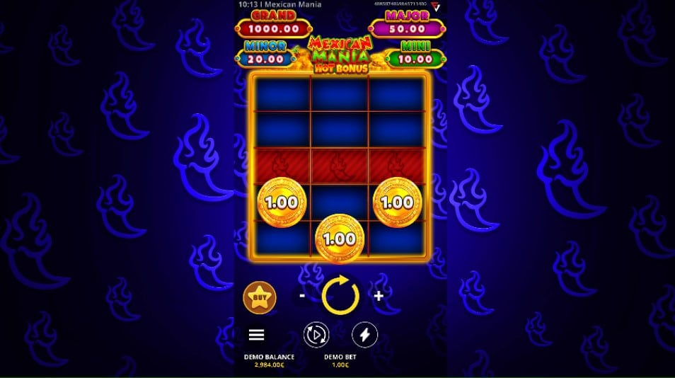 Mexican Mania Hot Bonus slot reels by Fugaso