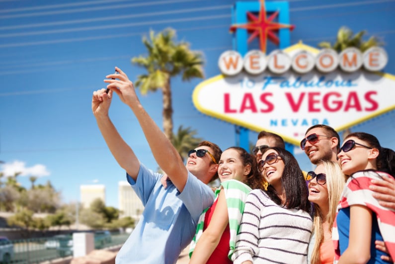 Las Vegas tourists taking a selfie