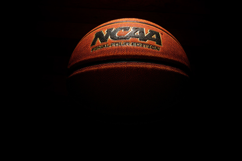 NCAA basketball in darkness