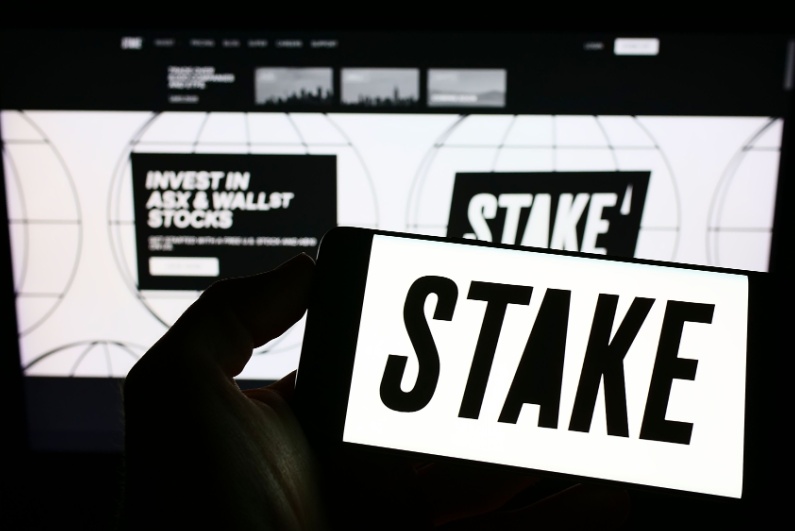 Stake logo on phone