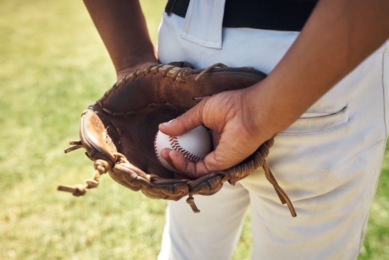 Baseball in glove